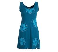 Vishes - Alternative Bekleidung - Ärmelloses Goa Jerseykleid mit Mandalas Bedruckt Bestickt Baumwolle türkis 40-42