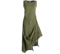 Vishes - Alternative Bekleidung - Ärmelloses Lagenlook Kleid aus Baumwolle zum Hochbinden Olive 36-38