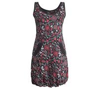 Vishes - Alternative Bekleidung - Ärmelloses mit Blumen Bedrucktes Ballonkleid mit Taschen schwarz 44-46