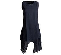 Vishes - Alternative Bekleidung - Ärmelloses Zipfeliges Lagenlook Kleid/Tunika aus handgewebter Baumwolle schwarzuni 42