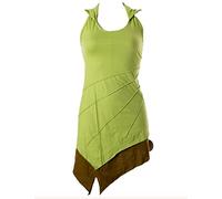 Vishes - Alternative Bekleidung - Asymetrischer Neckholder aus Baumwolle mit Zipfelkapuze - zweifarbig grün 44/46