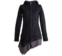 Vishes - Alternative Bekleidung - Asymmetrischer Elfen Kurzmantel mit Zipfelkapuze und Daumenlöchern schwarz-grau 42-44