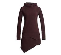Vishes Alternative Bekleidung - Asymmetrisches Damen Langarm Winter-Kleid Kapuzen-Kleid Eco Fleece braun 34