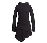 Vishes Alternative Bekleidung - Asymmetrisches Damen Langarm Winter-Kleid Kapuzen-Kleid Eco Fleece schwarz 46
