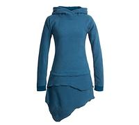 Vishes Alternative Bekleidung - Asymmetrisches Damen Langarm Winter-Kleid Kapuzen-Kleid Eco Fleece türkis 42