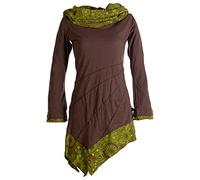 Vishes - Alternative Bekleidung - Asymmetrisches Kleid aus Baumwolle mit Schalkragen Dunkelbraun 36 (S)