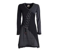 Vishes - Alternative Bekleidung - Asymmetrisches Langarm Damen Baumwoll-Keid Shirt-Kleid schwarz 50