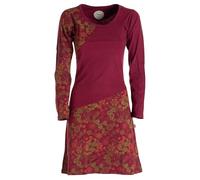Vishes - Alternative Bekleidung - Asymmetrisches Langarm Jersey Kleid Damen kurz dunkelrot 44
