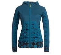 Vishes - Alternative Bekleidung - Bedruckte Damen Hoodie Kapuzenjacke Kangurutasche Gestreift mit Cutwork türkis 42