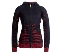 Vishes - Alternative Bekleidung - Bedruckte Damen Hoodie Kapuzenjacke Kangurutasche Gestreift mit Cutwork schwarz 42
