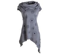 Vishes - Alternative Bekleidung - Bedruckte Tunika aus Baumwolle mit Kragenkapuze grau 46 (3XL)