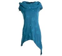 Vishes - Alternative Bekleidung - Bedruckte Tunika aus Baumwolle mit Kragenkapuze türkis 40 (L)