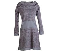 Vishes - Alternative Bekleidung - Bedrucktes Kleid aus Baumwolle mit Schalkragen grau 42