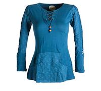 Vishes - Alternative Bekleidung - Bedrucktes Longshirt aus Baumwolle mit Kängurutasche türkis 46