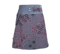 Vishes - Alternative Bekleidung - Damen A Line Wickelrock Cacheur Kurz Midi Mini-Rock Druckknöpfe Tasche grau-schwarz 42-50