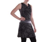 Vishes Alternative Bekleidung - Damen A-Linie Kleid Baumwolle Blumen-Muster Wasserfall-Ausschnitt mit Taschen schwarz 48