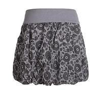 Vishes - Alternative Bekleidung - Damen Ballon-Rock aus Baumwoll-Jersey mit Blumen-Druck und Taschen grau 34
