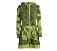Vishes - Alternative Bekleidung - Damen Blumen Mandala Jersey-Mantel Hippiemantel Kapuzenmantel olive 40