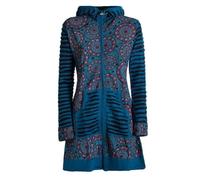 Vishes - Alternative Bekleidung - Damen Blumen Mandala Jersey-Mantel Hippiemantel Kapuzenmantel schwarz 38