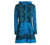 Vishes - Alternative Bekleidung - Damen Blumen Mandala Jersey-Mantel Hippiemantel Kapuzenmantel türkis 38