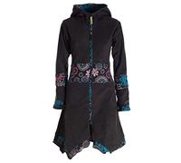 Vishes - Alternative Bekleidung - Damen Fleece Mantel Fleecemantel Hooded Cardigan Zipfelkapuzenjacke schwarz 44