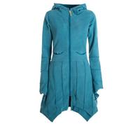Vishes - Alternative Bekleidung - Damen Fleecemantel Cardigan Zipfelkapuzenjacke Hooded Fleece Strickjacke türkis 38