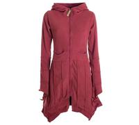 Vishes - Alternative Bekleidung - Damen Fleecemantel Cardigan Zipfelkapuzenjacke Hooded Fleece Strickjacke dunkelrot 38