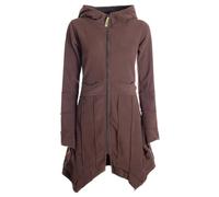 Vishes - Alternative Bekleidung - Damen Fleecemantel Cardigan Zipfelkapuzenjacke Hooded Fleece Strickjacke braun 42-44