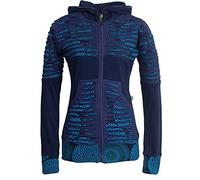 Vishes - Alternative Bekleidung - Damen Hoodie Kapuzenjacke Baumwolle Gestreift Mandala Cutwork Patchwork dunkelblau 36