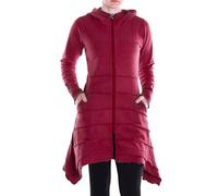 Vishes - Alternative Bekleidung - Damen Kapuzenjacke lang Elfen Zipfel-Jacke Fleece Übergangsjacke-n dunkelrot 40