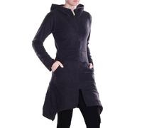 Vishes - Alternative Bekleidung - Damen Kapuzenjacke lang Elfen Zipfel-Jacke Fleece Übergangsjacke-n schwarz 42