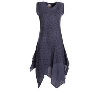 Vishes Alternative Bekleidung - Damen knielanges Kleid Baumwolle Geometrisch Lagenlook Armlos grau 44