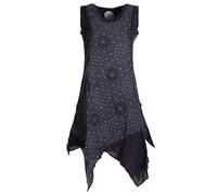 Vishes Alternative Bekleidung - Damen knielanges Kleid Baumwolle Geometrisch Lagenlook Armlos schwarz 38