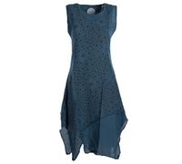 Vishes Alternative Bekleidung - Damen knielanges Kleid Baumwolle Geometrisch Lagenlook Armlos türkis 36