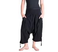 Vishes - Alternative Bekleidung - Damen Lässige Extra Weite Hose Baggy Schlupfhose Dehnbund Taschen schwarz