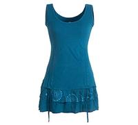 Vishes - Alternative Bekleidung - Damen Lagen-Look Jersey-Tunika Shirt aus Baumwolle zum Raffen türkis 42-44