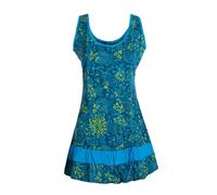 Vishes - Alternative Bekleidung - Damen Lagen-Look Jersey-Tunika Sommerkleid Träger-Kleid türkis 38