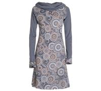 Vishes - Alternative Bekleidung - Damen Lang-arm Kleid Schal-Kleid Winterkleider Baumwollkleid grau 34