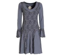 Vishes - Alternative Bekleidung - Damen Langarm Longshirt-Kleid Sweatkleid Shirt-Kleid Tunika-Kleid grau 36