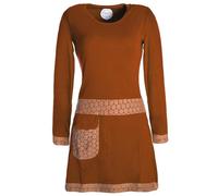 Vishes - Alternative Bekleidung - Damen Langarm Shirt Kleid Jersey Tunika Hippie Blumen sidebag orange 42-44