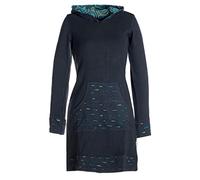 Vishes - Alternative Bekleidung - Damen Langarm-Shirtkleid Hoodie-Kleid Baumwollkleid Kapuze schwarz-türkis 44