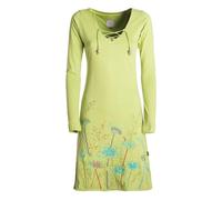 Vishes - Alternative Bekleidung - Damen Langarm-Shirtkleid Tunika-Kleid Baumwollkleid mit Blumen-Print hellgrün 36