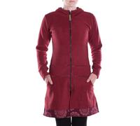 Vishes - Alternative Bekleidung - Damen lange Fleecejacke Hippiemantel Übergangsjacke-n Kapuze dunkelrot 40