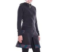 Vishes - Alternative Bekleidung - Damen lange Fleecejacke Hippiemantel Übergangsjacke-n Kapuze schwarz 40