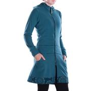 Vishes - Alternative Bekleidung - Damen lange Fleecejacke Hippiemantel Übergangsjacke-n Kapuze türkis 42