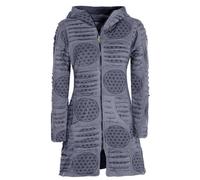 Vishes - Alternative Bekleidung - Damen lange warme Jacke Hippiemantel Zipfel Kapuzenmantel grau 36-38