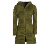 Vishes - Alternative Bekleidung - Damen lange warme Jacke Hippiemantel Zipfel Kapuzenmantel olive 38