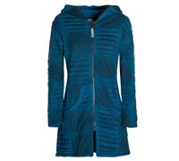Vishes - Alternative Bekleidung - Damen lange warme Jacke Hippiemantel Zipfel Kapuzenmantel türkis 40