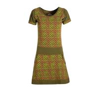 Vishes - Alternative Bekleidung - Damen Longshirt-Kleid Kurzarm Mini-Kleid Tunika-Kleid T-Shirtkleid Olive 38