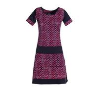 Vishes - Alternative Bekleidung - Damen Longshirt-Kleid Kurzarm Mini-Kleid Tunika-Kleid T-Shirtkleid Schwarz-Dunkelrot 44